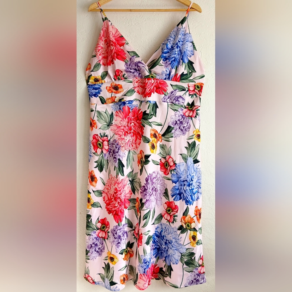 Express Women’s  Floral Maxi Dress Lined Adjustable Straps V Neck Size XL